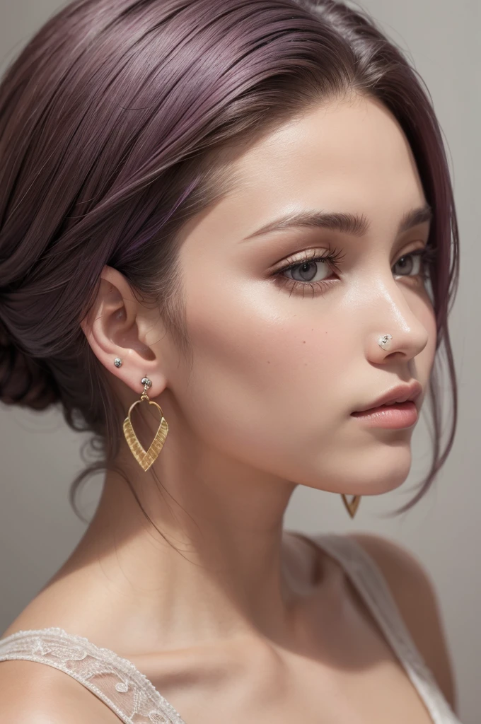 A brunette muleke with faded hair and earrings