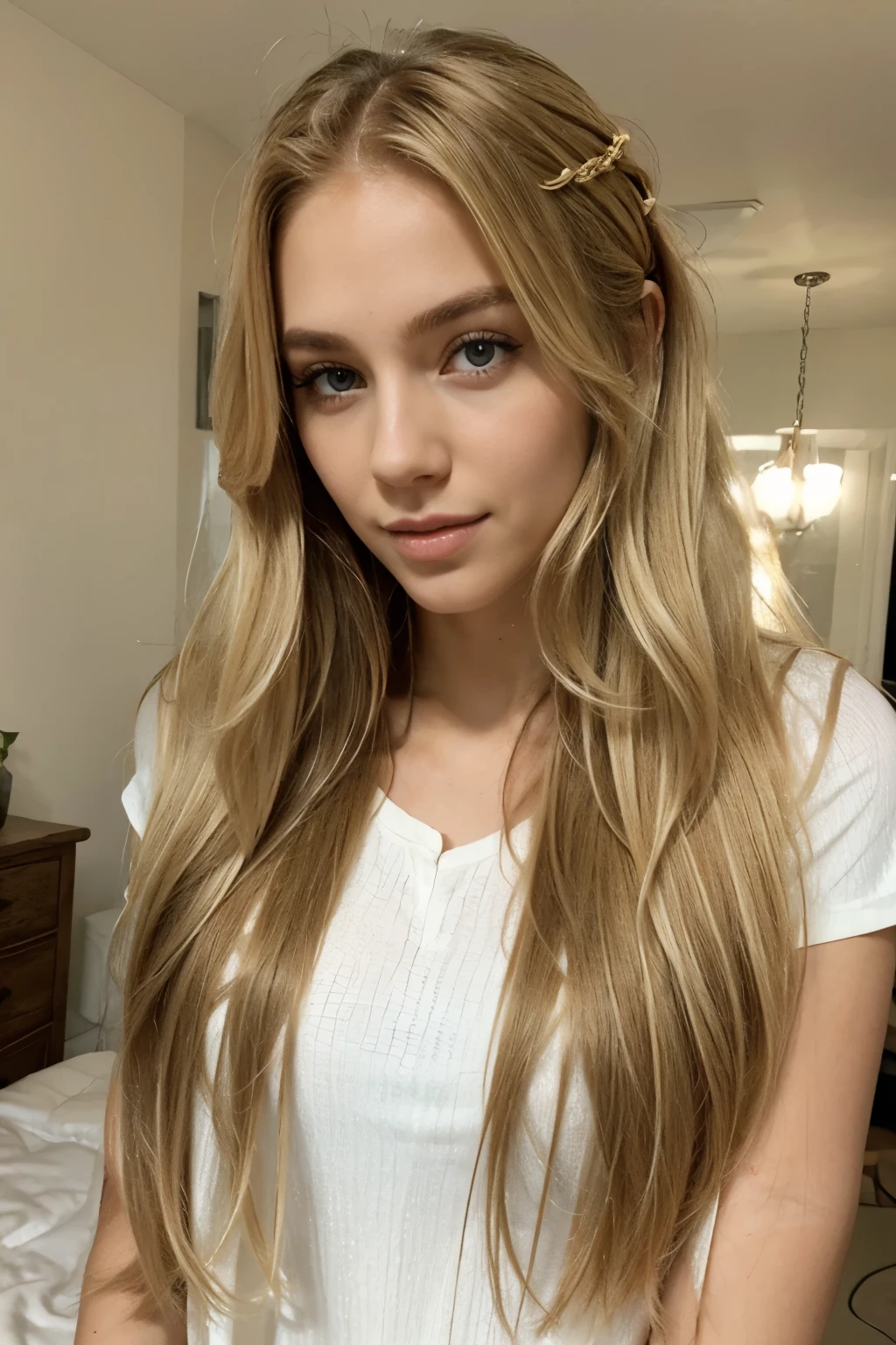 Beautiful blonde long hair woman