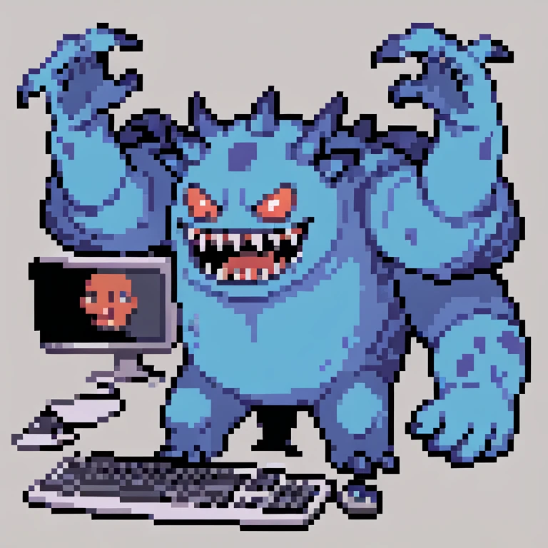 monster . computer for a face