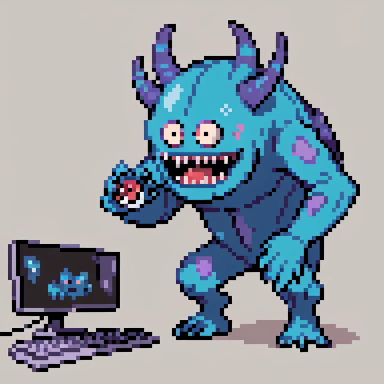 monster . computer for a face