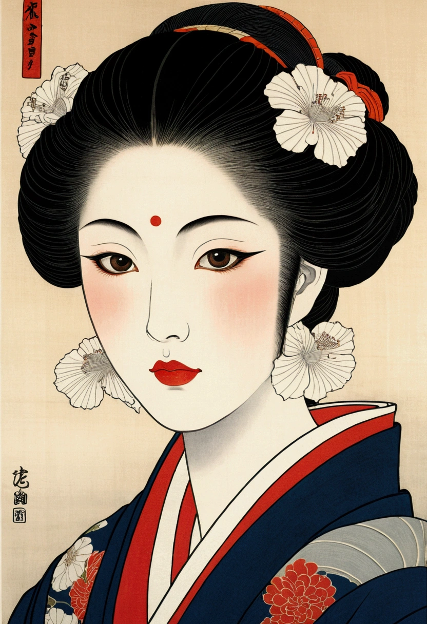 head of&#39;artwork、superior quality、Painting Ukiyoe　Sharaku　Femme soufflant Beadlo