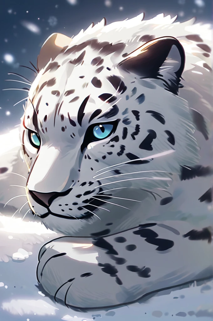 ((Лучшее качество)), ((шедевр)), (подробный), Draw a minimalistic sketch of a snow leopard