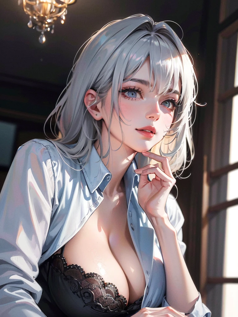 Looking up at a naked girl with her shirt off,((Small Bust)),(highest quality、4k、8k、High Resolution、masterpiece:1.2)、Super detailed、(Photorealistic:1.37)、Portrait、Sharp Focus、feminine、delicate、White skin、Subtle curves、Gentle expression、Soft lighting、Bright colors、Artistic atmosphere,