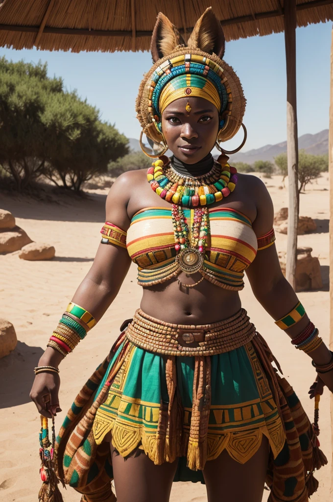 StarWars characters in the Kingdom of Kongo, African style, black skin, and African architecture