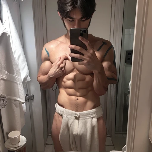 A slim, muscular, handsome naked man