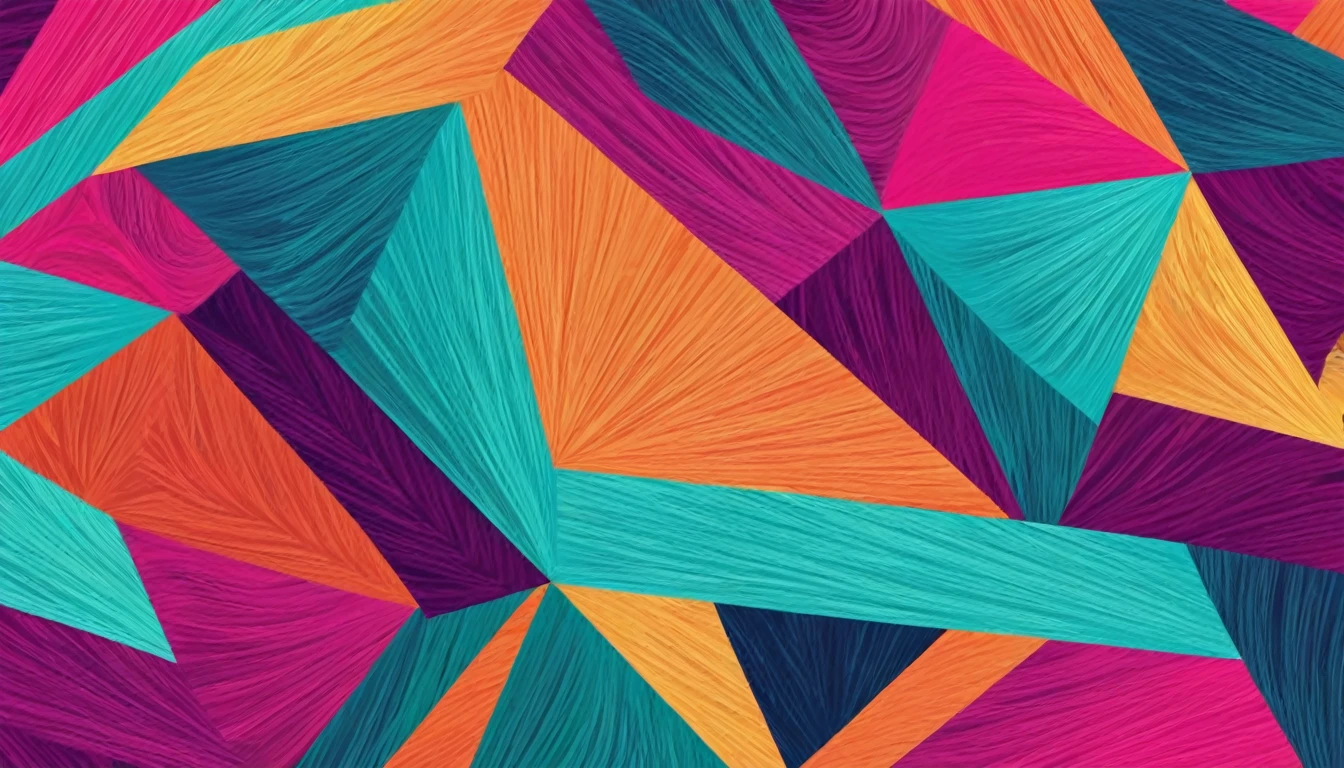Design an abstract geometric pattern with vibrant colors and intricate shapes, suitable for modern interior décor or digital backgrounds.