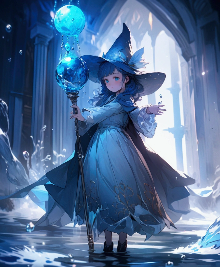 female (mage, age of 18, medium hair, blue hair, floating hair, ocean colored eyes, blue and silver robes, pale skin, serene face, glistening eyes) is conjuring water), (water is swirling around), beautiful underwater scene, colorful coral reefs, summery cool water flowing, (bubbles rising up, creating a prism effect), the noonday sun's rays penetrating the water, female is in an underwater cave. Normal hand, five fingers, detailed hand.
Quality: 4k, wallpaper of extremely detailed CG unit, masterpiece, high resolution, top-quality, top-quality real texture skin, hyper-realistic, increase the resolution, RAW photos, best quality, highly detailed, the wallpaper, cinematic lighting, ray trace, golden ratio.
Shot: Long shot, wide shot.