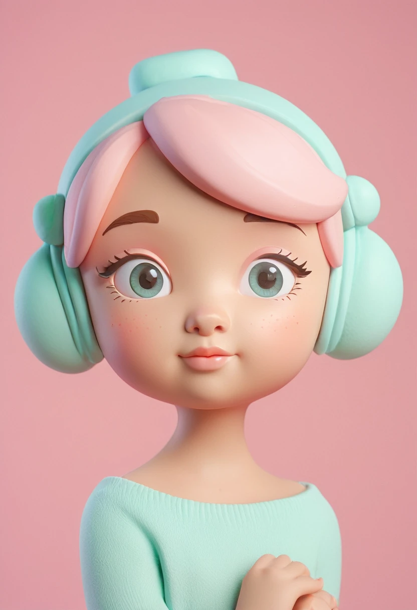 3D PVC model of a cute ., look at viewer, Soft, soft light, With soft pastel colors, 3D icon made from clay, 120 mm lens, 3D blender, Trending on Polycount, modular constructivism