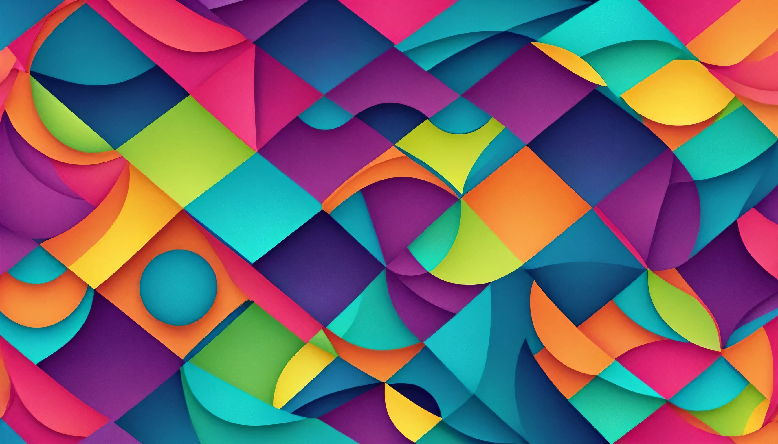 Design an abstract geometric pattern with vibrant colors and intricate shapes, suitable for modern interior décor or digital backgrounds.