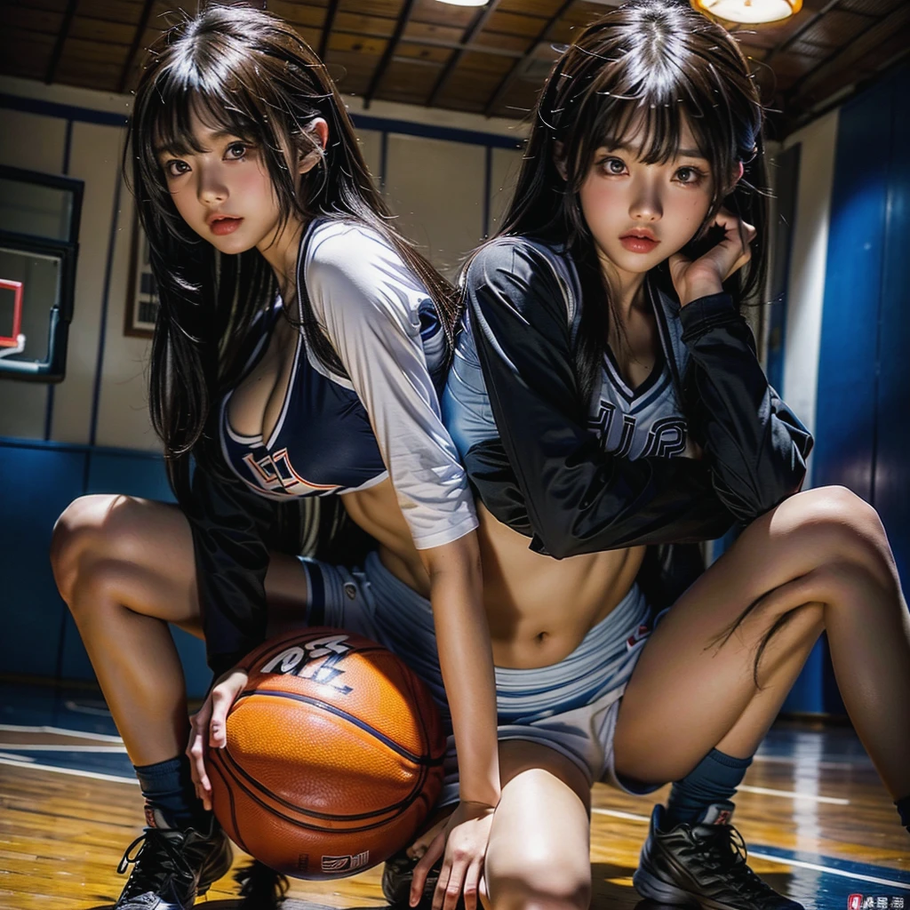 basketball club、Photographing women only、女性basketball club、Beautiful women harem photos、Wolf Cut Hair、A harem of beauties、Photos of 30 year old beauties、Super detailed、Photographing beautiful women、(Naughty uniformsを着てパンツを見せつけている)、Crab-legged pose、Very slim body, Tight waist, Very small head, Very small face, Basketball uniform、Naughty uniforms、Basketball court、casual、Jacket、Harem of beauties、Cleavage、Belly button exposed



