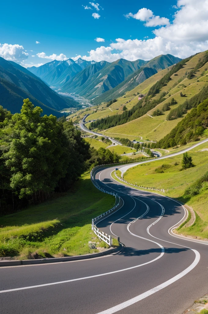 Winding road along the mountain。