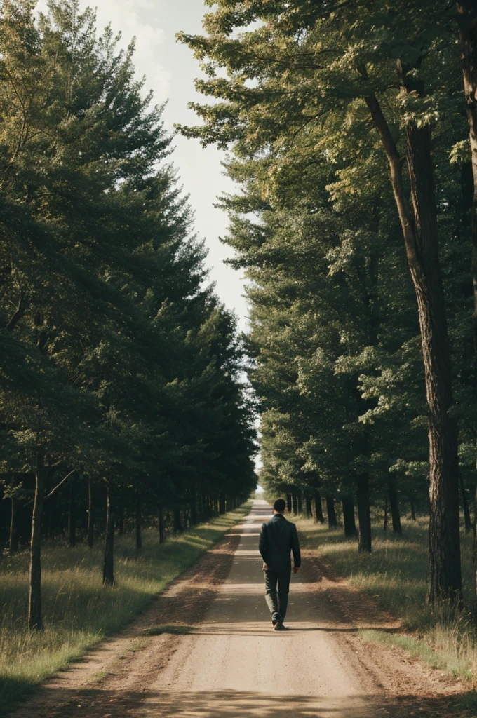 Man walking along an empty path