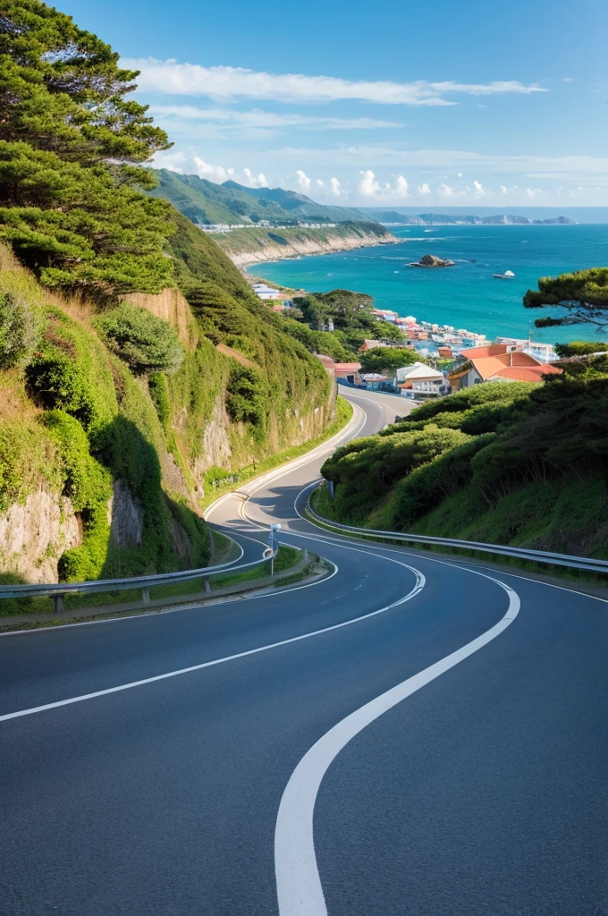 Winding road along the sea。