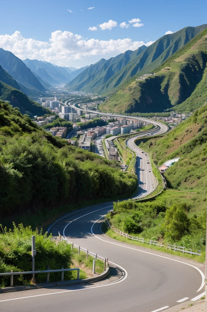 Winding road along the valley。