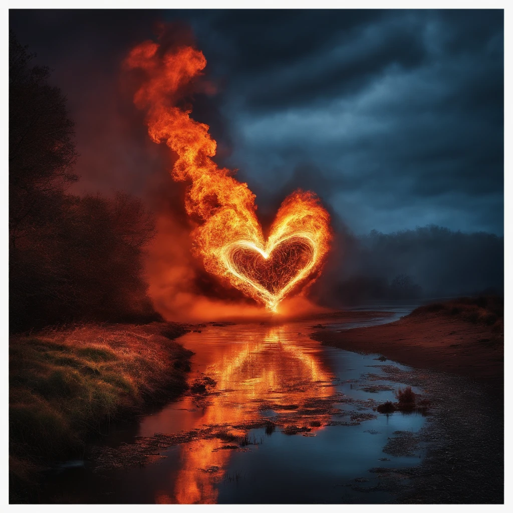 A romantic image for a titled collection of poems "echo of a burning heart"