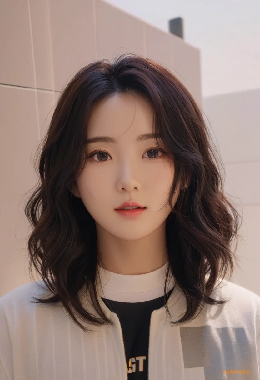 Best Quality, 8k, Masterpiece, (Portrait: 1.3), (photo realistic:1.4), (hyper realistic:1.4), Sharp Focus, looking at viewer, (smoother lighting:1.1), (increase cinematic lighting quality:0.9), realistic lighting, backlighting, light on face, ray trace, (brightening light:1.2), (Increase quality:1.4), sharp detail, (best quality real texture skin:1.4), finely detailed eyes, black_eyes, finely detailed face, 25 year old Korean woman, (white t_shirt:1.4), (Create an image maintaining the original base model hairstyle:1.5)