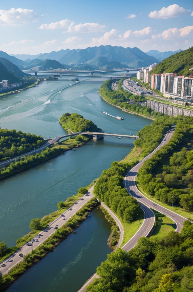 Winding road along the river。