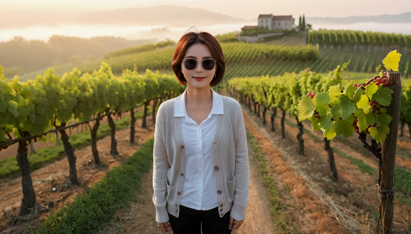 8k realistic, lifelike photo,, 36 year old Korean woman, Short in stature, pretty like a model. front view, White shirt and short cardigan, casual pants, short medium hair, Smiley, Italy. vineyard, thick dawn fog. vineyard 지나 짙은 안개 속으로 저 멀리 성당이 보인다. Full body shot from afar with a wide angle lens , 1 woman, Short in stature, looking at the camera, Excellent picture quality, The morning fog is thick, The picture quality is alive. Full body shot with Canon 16-35 wide angle lens, Wearing black horned sunglasses and looking up to the side, The cathedral is visible in the red morning sunlight., standing on a hill path. 시물 창의력 업스케일 변형 업스케일 다운로드 Generation Data 프롬프트 Txt2Img 8k realistic, lifelike photo,, 36 year old Korean woman, Short in stature, pretty like a model. front view, White shirt and short cardigan, casual pants, short medium hair, Smiley, Italy. vineyard, thick dawn fog. vineyard 지나 짙은 안개 속으로 저 멀리 성당이 보인다. Full body shot from afar with a wide angle lens , 1 woman, Short in stature, looking at the camera, Excellent picture quality, The morning fog is thick, The picture quality is alive. Full body shot with Canon 16-35 wide angle lens, Wearing black horned sunglasses and looking up to the side, The cathedral is visible in the red morning sunlight., standing on a hill path, grapes not ripe