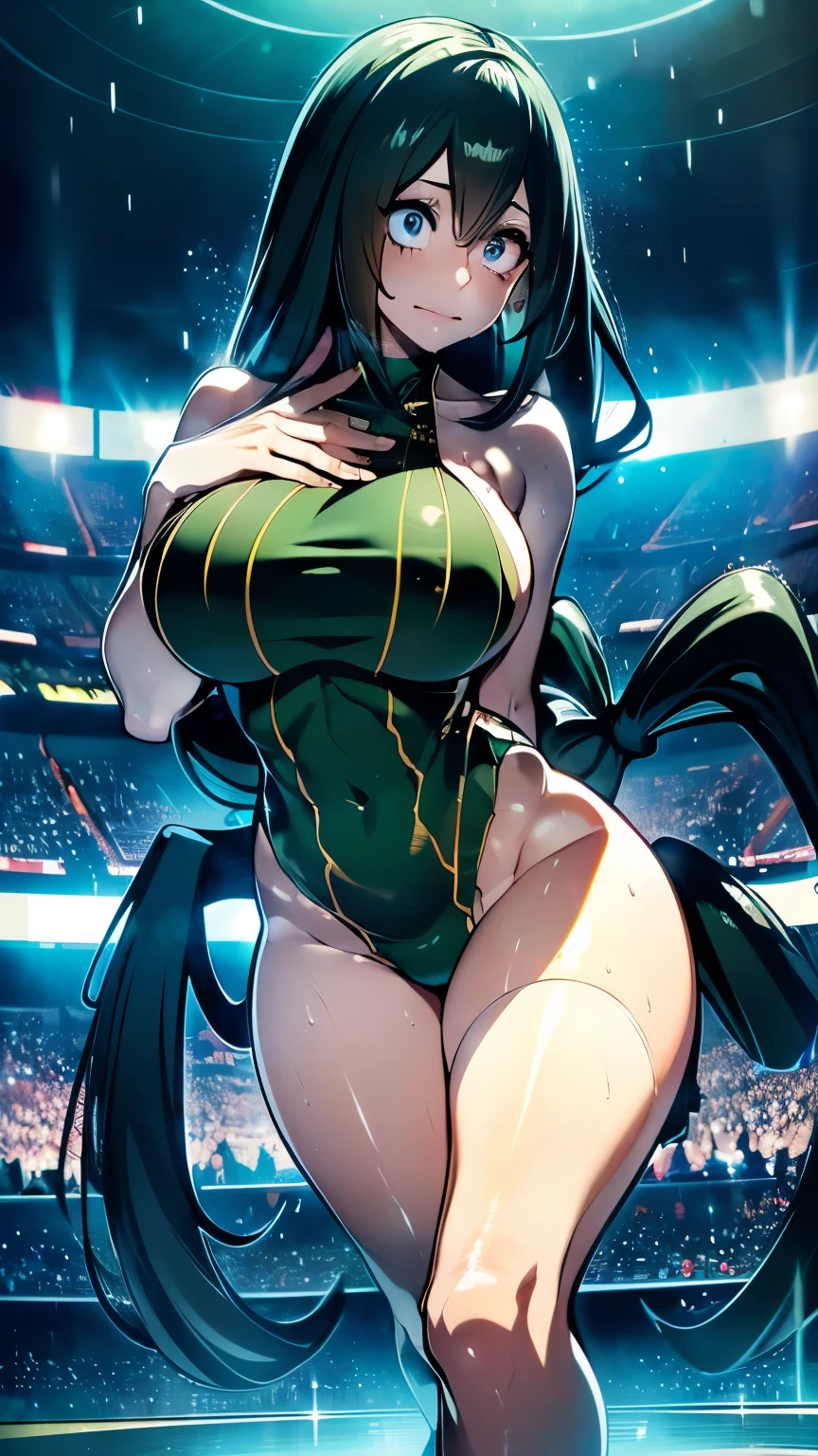 Best Quality,4k,high resolution,Masterpiece:1.2), (ultra detailed), (NSFW is not safe for artwork), (Tsuyu Asui) (naked) (unclothed) (naked) (My hero academia settings), (pose sexual), (realist,photorealist,fotorrealista:1.37), (High DefinitionR,High Definition), (portrait), (vivid colors), (long legs), (clearly elongated face), (broad) (Hermosos detailed eyes), (beautiful detailed lips), (extremely detailed eyes and face), bright eyes Dynamic angle and posture, soaked in sweat, perspiration, undressing (long eyelashes), (sharp focus), (Physically based representation), (unclothed), (big breasts) (legs open), (intense), (expression of intense desire), (motion blur), (elegant), (slim figure), (anime inspired), (bright lights), (sexual), (contrasting colors), (mysterious atmosphere), (action packed scene), (Unique style), (surprising), (elegant), (evocative), (expressive), (Intriguing atmosphere), (giant breasts:1.2) ((Best Quality)),((Very detailed)),Masterpiece,absurdities,detailed face,beautiful face,(detailed eyes, deep eyes),(1 girl),((dynamic pose)), (naked) (unclothed) (naked)