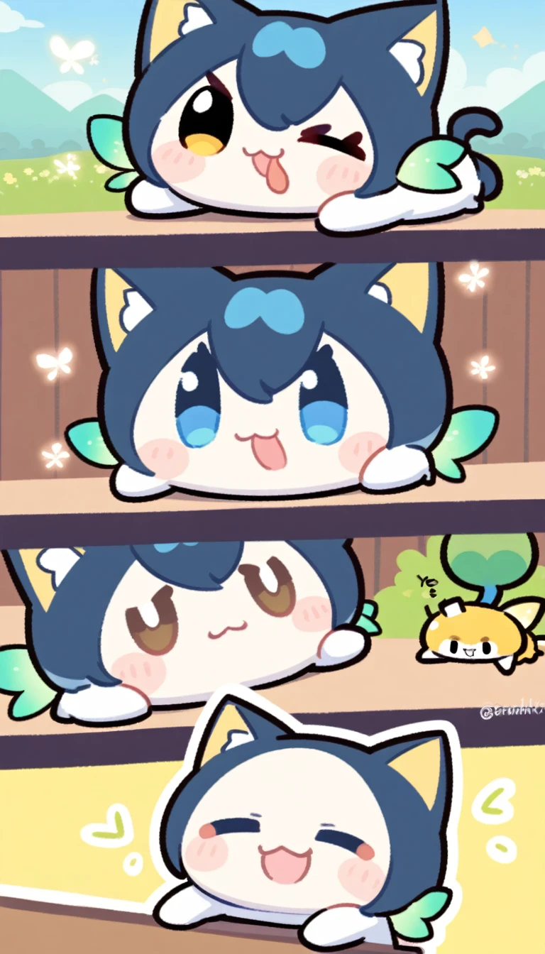 fairy girl, morgana, default pose neutral expression, shady, green fairy, smol, cute chibi, kawaii, happy, yes, smirking, cocky 