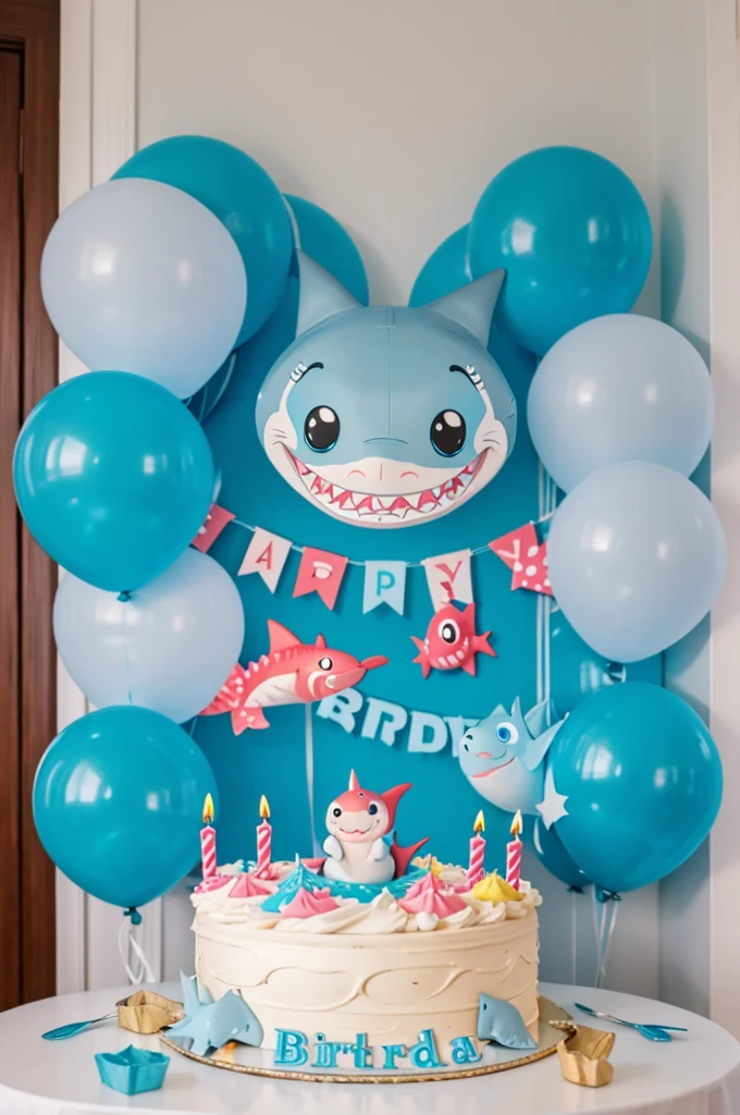 Baby shark themed birthday decoration