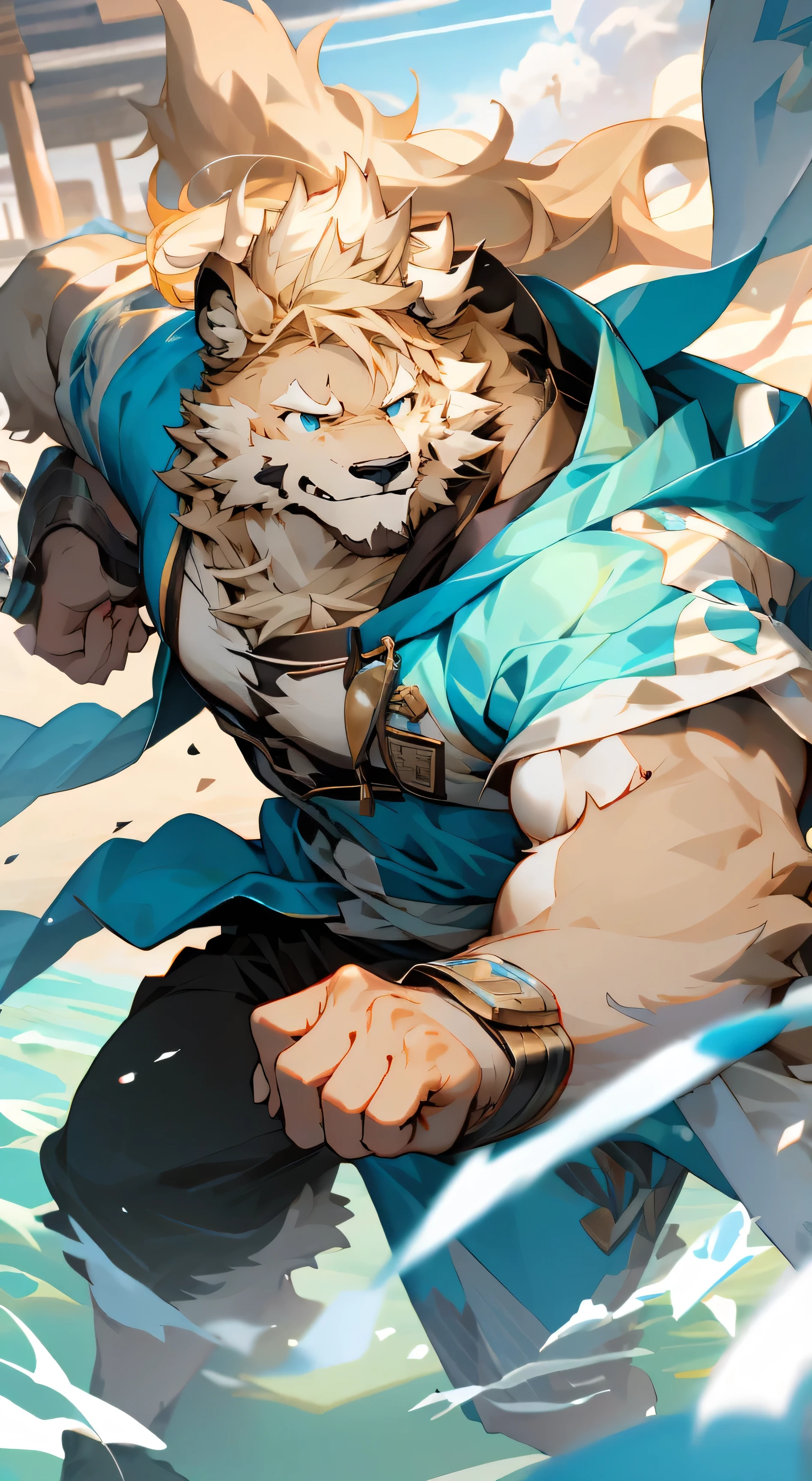 Man has dog face, dog, Light brown fur,Light blue eyes , , Happy expression,Light blue eyes, , Light Blonde, , Wear a black hoodie, Skin detailed, , Light rice hair, , Droopy ears, , , Deviation trend, hairy art, Hairy chest, hairy, hairy character, hairy body,hairy neck smiled,Wearing nude,Topless