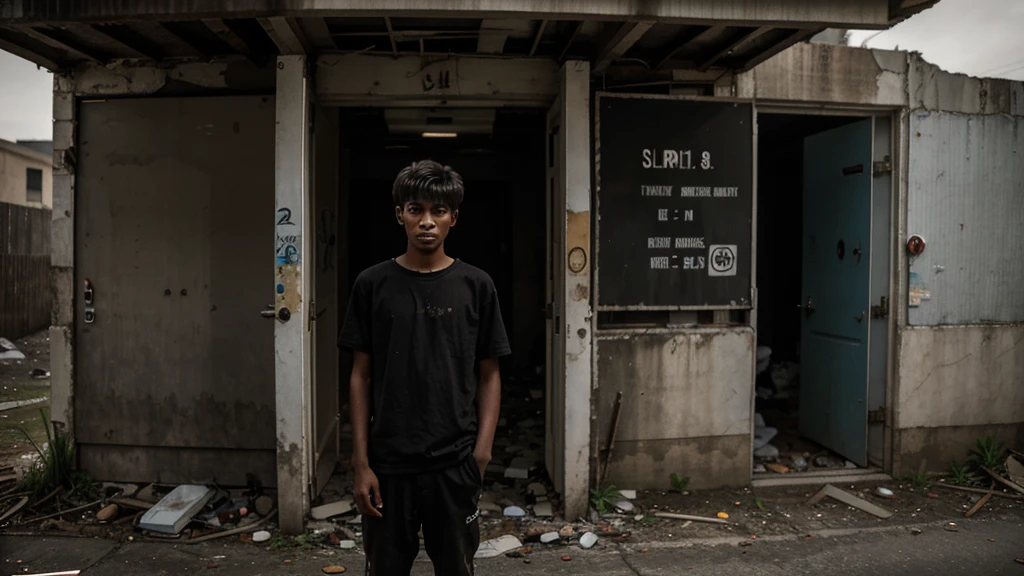 03 18-year-old man living on the street, abandoned building, dark and scary