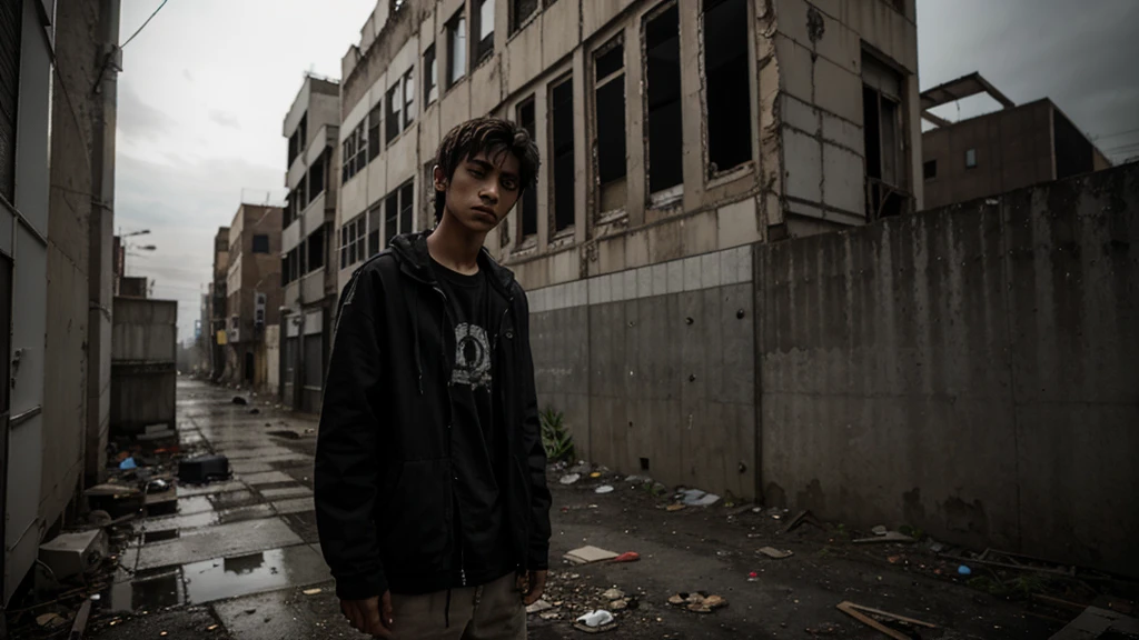 03 18-year-old man living on the street, abandoned building, dark and scary