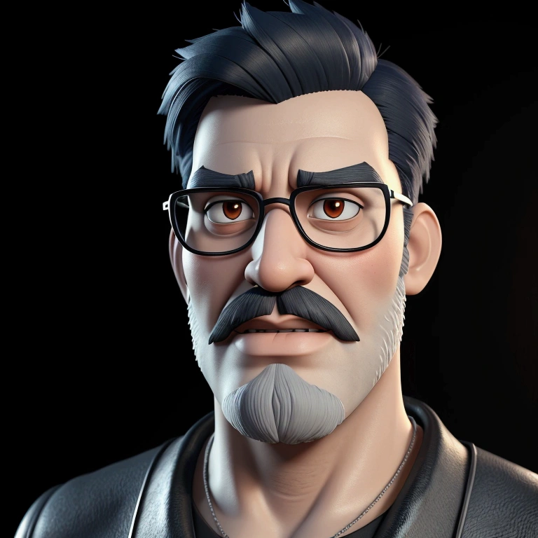 Cartoon character of a man in black glasses and blue shirt, white beard and black hair, animation character, stylized character, animation style rendering, 3d stylized, Arnold Maya rendering, Stylized 3D rendering, toon render screenshot, 3d character, 3d character, Stylized 3D rendering, 3D character rendering, cartoon character, Personagem de close up, character posing, (Pixar-style) (master part:1.2) (bokeh) (best qualityer) (skin detailed) (detailed texture) (8k) (Argilla) (cinematic lighting) (sharp focus