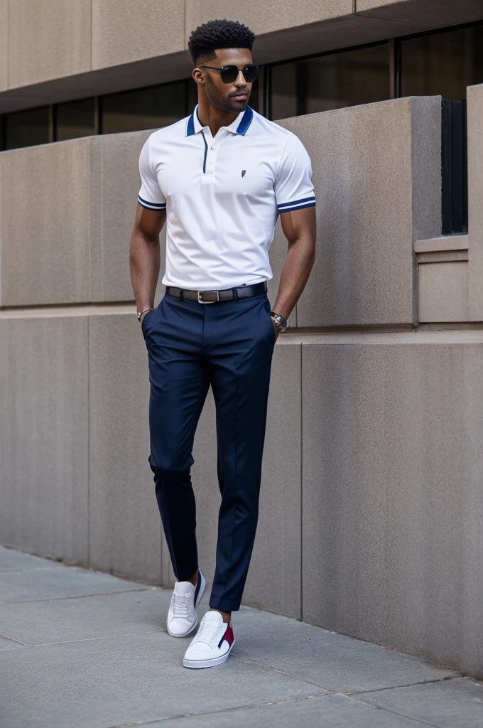 Man wear, polo shirt and suite with sneaker