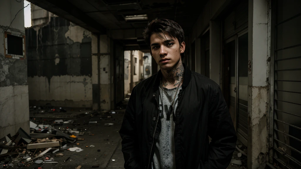 03 man 20 year old man, street thug, abandoned building, dark and scary