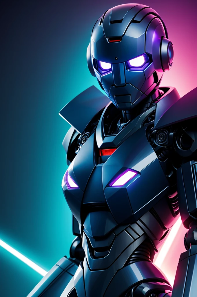 Create me a robot from the future with vivid tones