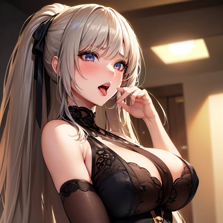 （（tmasterpiece，best qarity））， San Luis\（luxurious wheels\） \（azur lane\）， High- sharpness， HighestQuali， illustratio， cinematric light， ultra detali， Detailed face， （Detailed eyes）， best qarity， ultra detali， tmasterpiece， （Detailed face），big covered breasts， hair adornments， 耳Nipple Ring， choker necklace， sportrait， silver lingerie， Clothing that exposes， higher detailed， glowing light eyes， （hotel： 1.2）， sit on a bed， Sat down， Beds， janelas， nigh sky， The light from the back window is backlighted， llight rays， （highcontrast）， （a color），hugetits, cell phone，