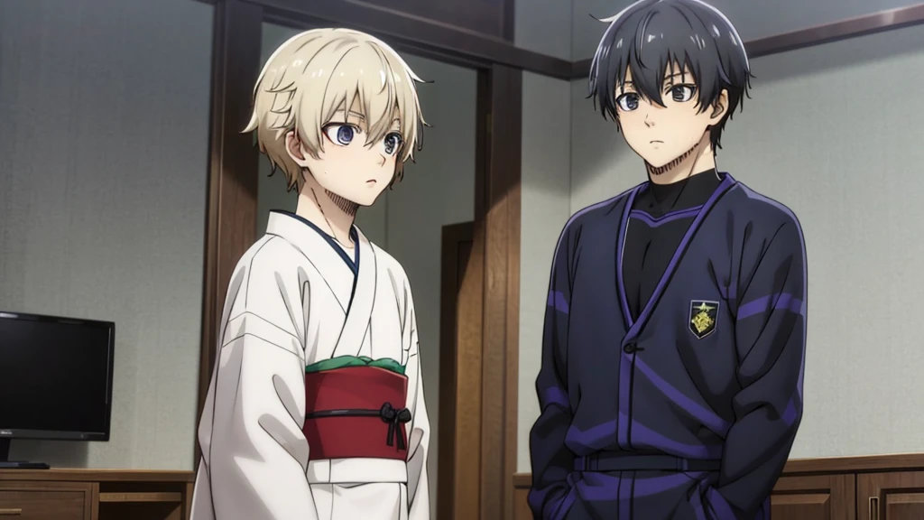 (masterpiece), best quality, expressive eyes, perfect face, cute anime boy, shota, cute, anime cutscene, siblings, domestic, kimono, big home