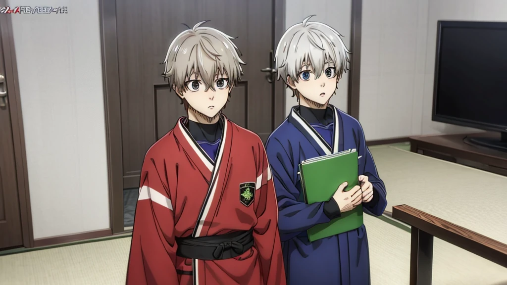 (masterpiece), best quality, expressive eyes, perfect face, cute anime boy, shota, cute, anime cutscene, siblings, domestic, kimono, big home