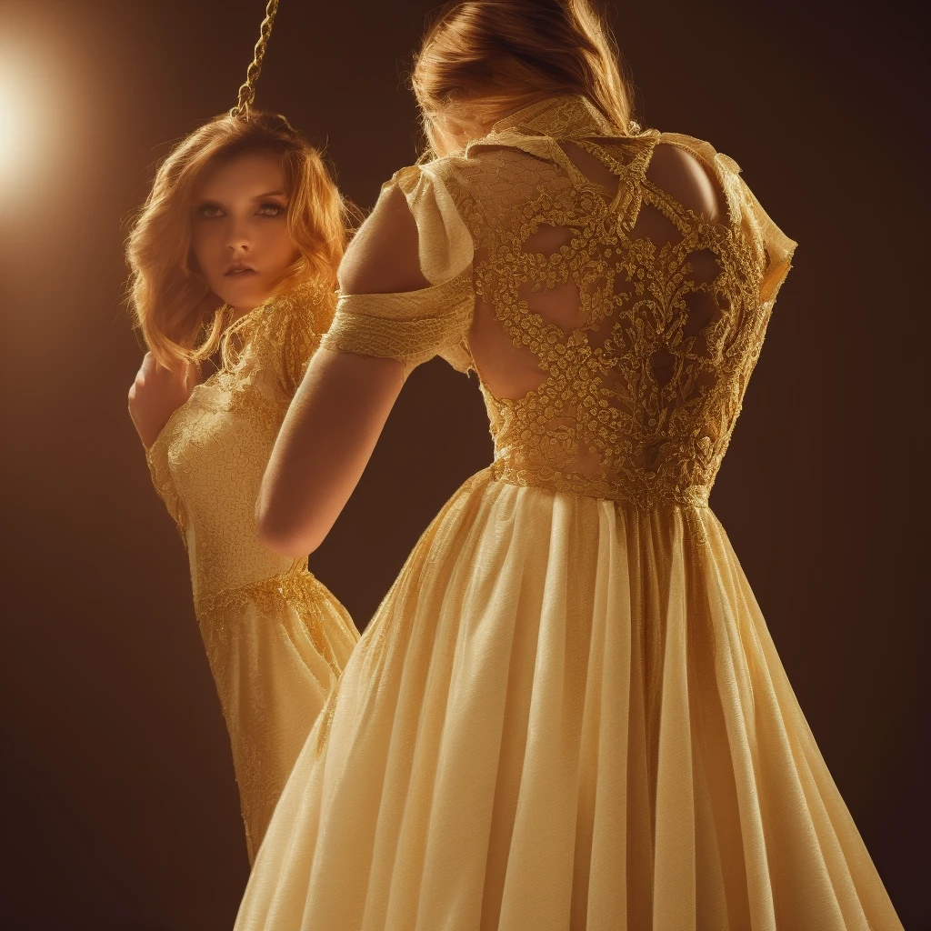 a girl wearing a beautiful ornate gown, trapped inside a highly detailed ornate gold birdcage, elegant detailed expression, dramatic lighting, cinematic, intricate details, baroque, dramatic colors, chiaroscuro