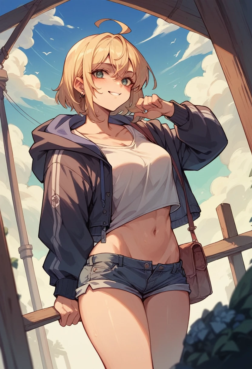 best quality,ultra-detailed,((background:outside street1,8)),(walking in the street),(cowboy shot),((one boy)),((fem boy)),((trap)),((bulge)),black-choker,((blonde short hair)),((man’s face1,8)),((dress up as a woman)),((blush)),((flustred)),((poor chest)),((flat chest)),(sports bra),(short length leggings),(loose-socks),(sneakers),vibrant colors,soft lighting,