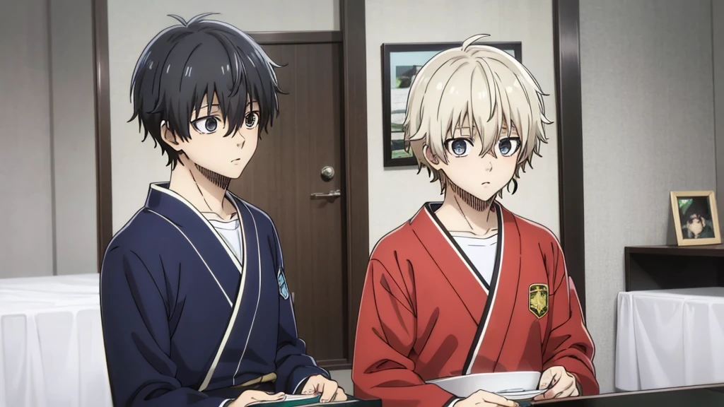 (masterpiece), best quality, expressive eyes, perfect face, cute anime boy, shota, cute, anime cutscene, siblings, domestic, kimono, happy