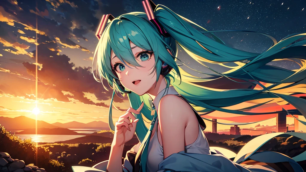 Hatsune Miku Singing real The background is amazing
