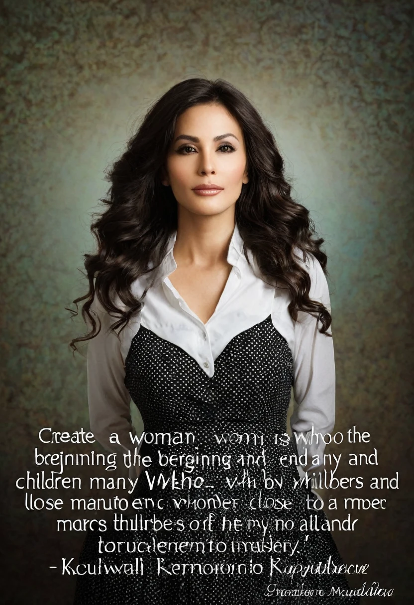 create a woman who is the beginning and the end who has thousands of children and many numbers close to her 