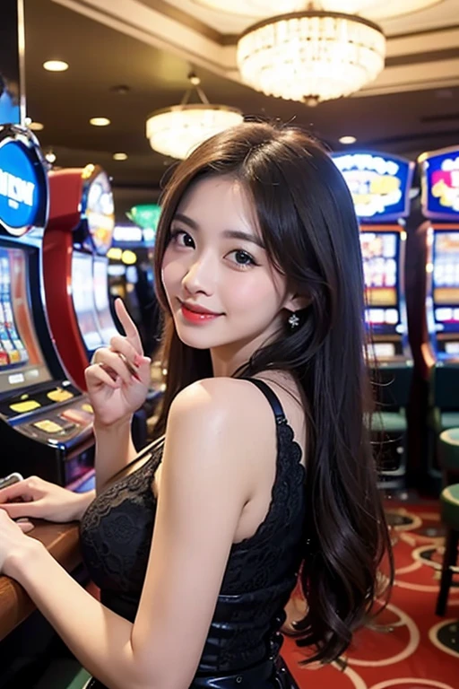 (8ก、RAW photos、Highest quality、Masterpiece:1.2)、(realistically、Virtual image:1.37)、ผู้female 1 คน、Japan、32 years old、female、tokyo road、nighttime、professional lighting、Photon mapping、Radio City、tear、big tits、Girls、A lot of eyelashes、Lame on the eyelid、dark lips、(random background,In casinos,VIP casino room, Modern Casino Console, Modern Slot Machines )