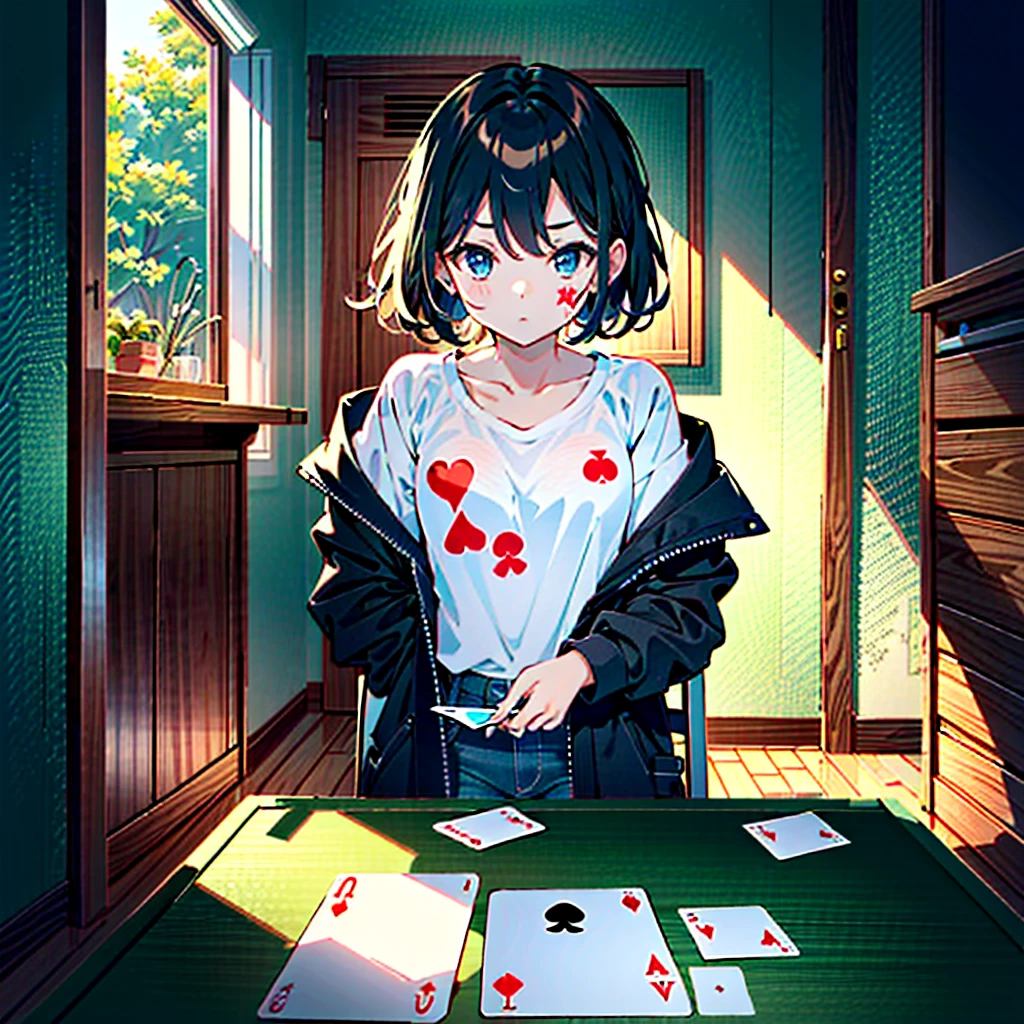 artwork for king of hearts card deck, landscape, no face shown, pallet knife and brush strokes, no anime characters
