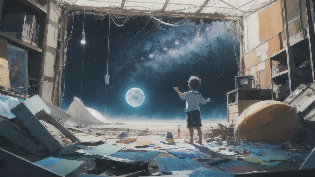 Summer vacation, Secret Base, Absurd, High resolution, Super detailed, (1 boy:1.3),
Break Lomography, Analogue photography, Vibrant colors, Soft Focus, Light leakage, Dreamy atmosphere, Experimental charm, Nostalgic Charm BREAK Color Field Painting, large colored bands, abstract expressionism, Bold colors, Emotional impact, Atmospheric Depth, Minimalist Approach BREAK
, Space Exploration, Celestial Bodies, Astronomical phenomena, Scientific discoveries, otherworldly wonders