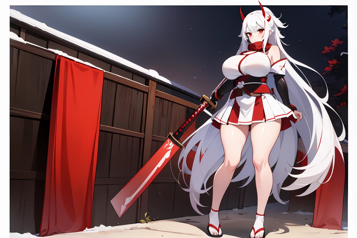 1girl in, Clara \(honkai: star rail\), Solo, Red Eyes, Red coat, Detached collar, Sweaters, White Dress, Barefoot, blush, Shy, Looking at Viewer,stick out buttocks,Gas from the ass,women stink,snow mountains,to stand,Attack with a fart,((tome'Small movements)),Hip Attack