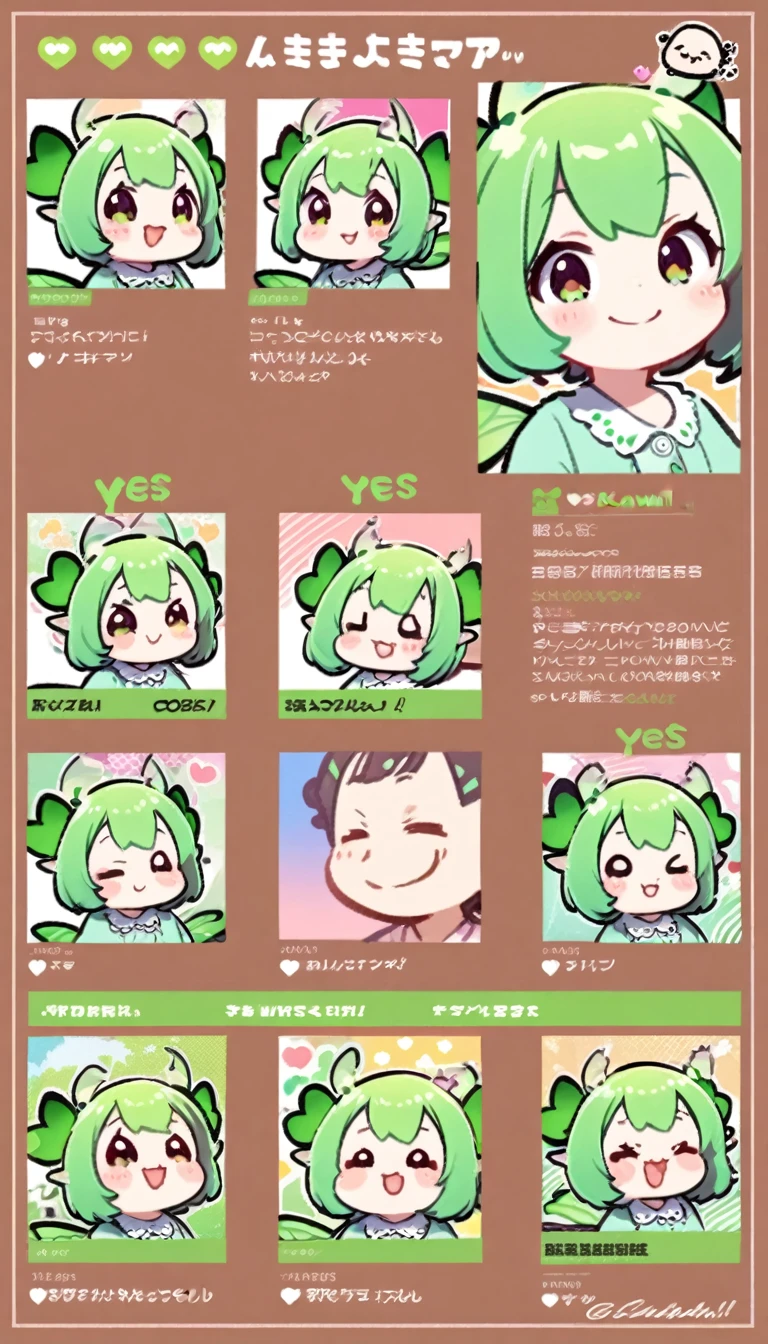 fairy girl, shady, green fairy, smol, cute, kawaii, happy, yes, smirking, cocky, emote, character profile