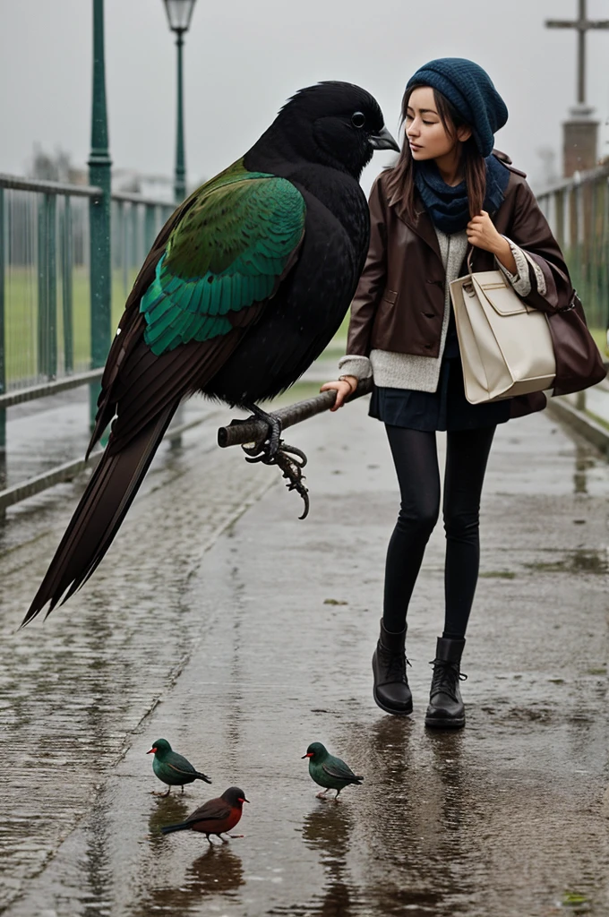 Break-up by to lovely birds in the rainy 