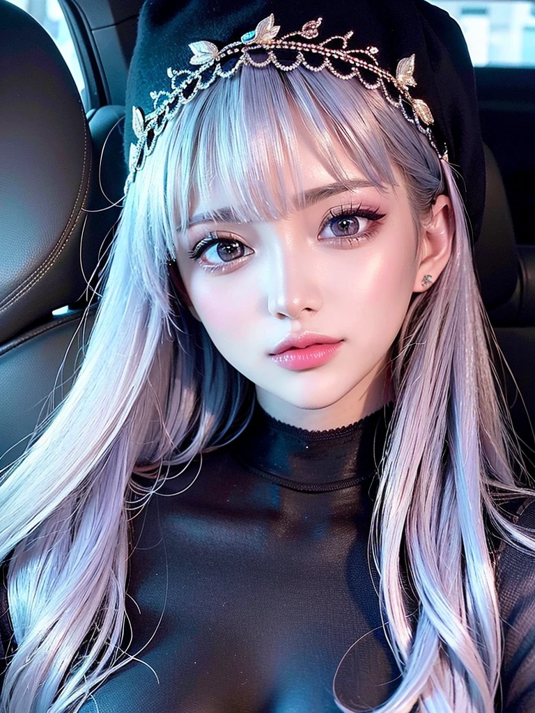 beautiful detailed eyes, beautiful detailed lips, extremely detailed eyes and face, long eyelashes, 1girl, boyfriend, inside car, selfi, instagram story, photorealistic, 8k, masterpiece, cinematic lighting, vibrant colors, romantic, intricate details, natural lighting, high quality, hyper detailed
