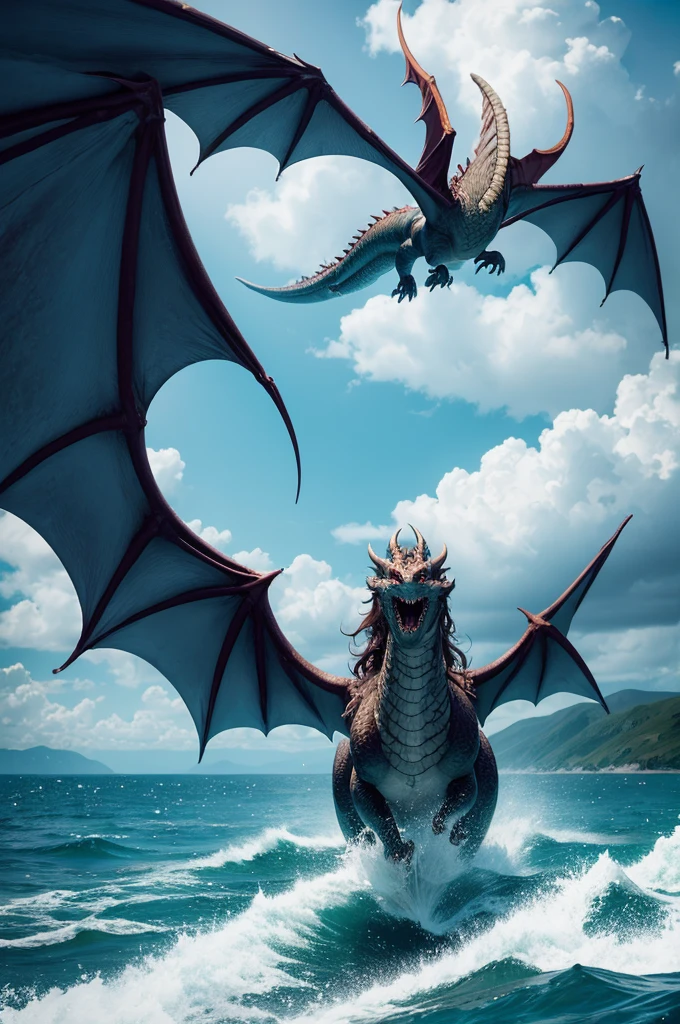 to sea (From the film brave) with a Monstrous Titanwing Nightmare (Dragon)