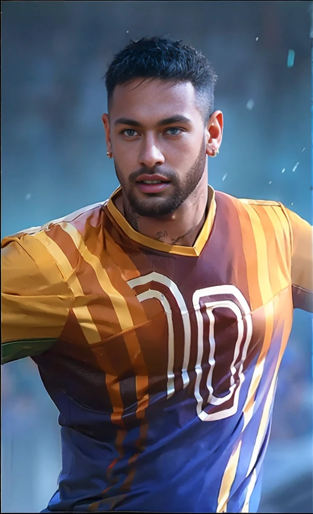 (photorealistic:1.4), best quality, masterpiece, ultra high res, 1man, (detailed face:1.2),(finely detailed beautiful eyes:1.2) , (detailed hair:1.2), (detailed clothes:1.2), 4k, (detailed color:1.2),Depth Of Field, VFX, neymar brazil face