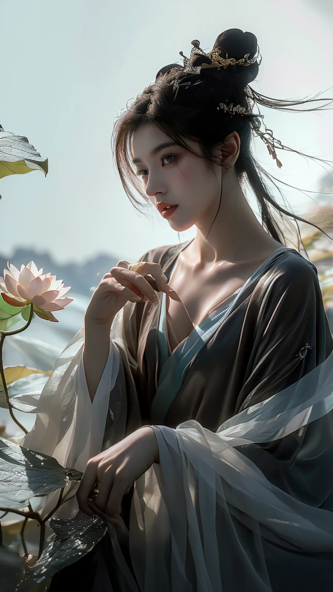 Ultra-high resolutionolution,((masterpiece))),(((best quality))),((Super detailed)),((extremely delicate and beautiful)),Cinematic light,Detailed environment,(true),Cinematic light,Detailed environment,(true),
(original photo, 4K, trueistic, 精緻Meticulous肌膚 :1.3),masterpiece,best quality,Award-winning works,Super detailed,Depth of Field,Cinematic angle,Cinematic light,Low profile,dark scene,(Soft and warm side lighting:1.2),(high dynamic range:1.4),
(hypertrueism, Soft Light, sharp),(Super detailed的:1.2),Cinematic lighting,thunderclap,overexposure,intricate details,magazine cover,Dynamic angle,Chiaroscuro,Emotional impressions,
(trueistic, photo-trueistic:1.37),Very detailed,photography,8k,Amazing,Meticulous,best quality,Ultra-high resolution,Outstanding details,Atmospheric depth,superb technology,harmonious composition,Cinematic lighting,immersive atmosphere,Stunning visual effects,Rose red and blue,Light bronze and indigo,
Snow Lotus Leaf,1 girl,(whole body:1.1),Hanfu,Chinese clothes,Long sleeve,jewelry,Dynamic angle,view,Extremely beautiful skin,natural skin texture,Beautiful and beautiful,Atmospheric,Very detailed background,(shiny skin:1.5),